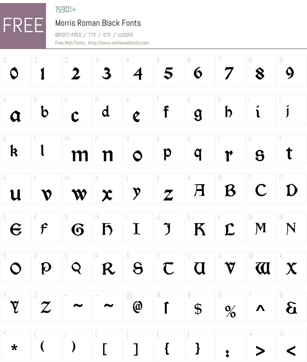 Morris Roman Font Screenshots