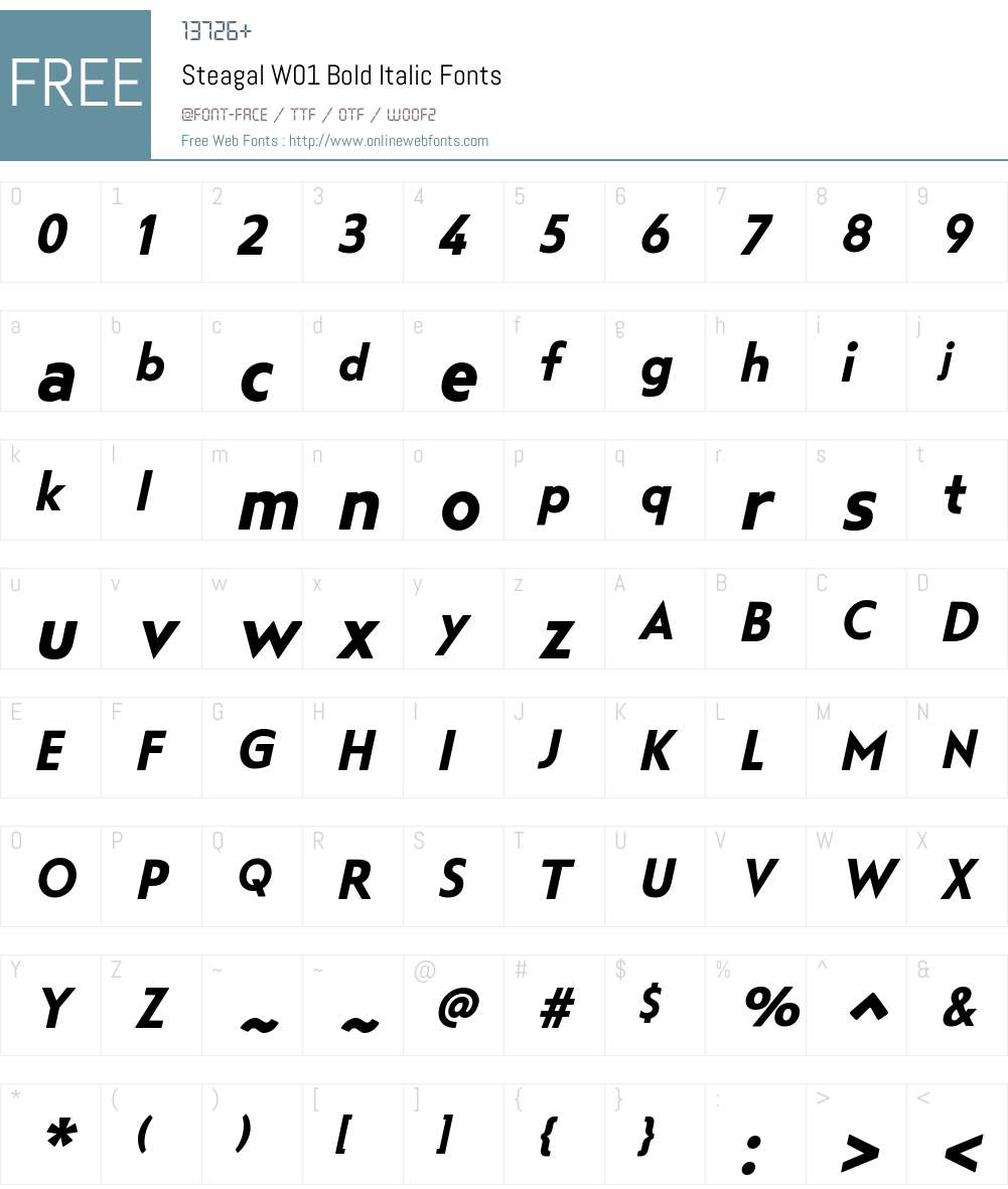 SteagalW01-BoldItalic Font Screenshots