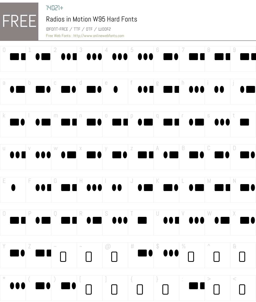 RadiosinMotionW95-Hard Font Screenshots