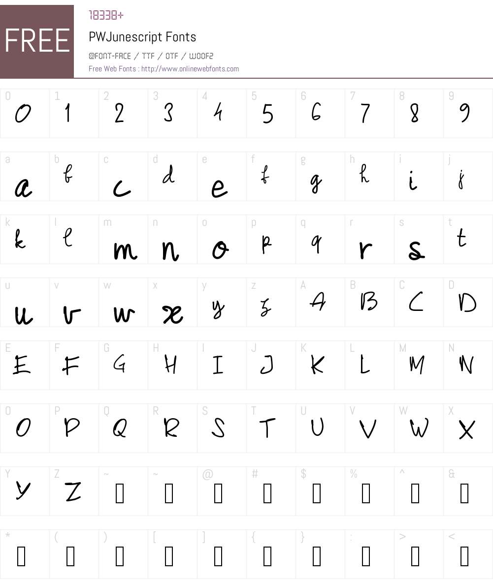PWJunescript Font Screenshots