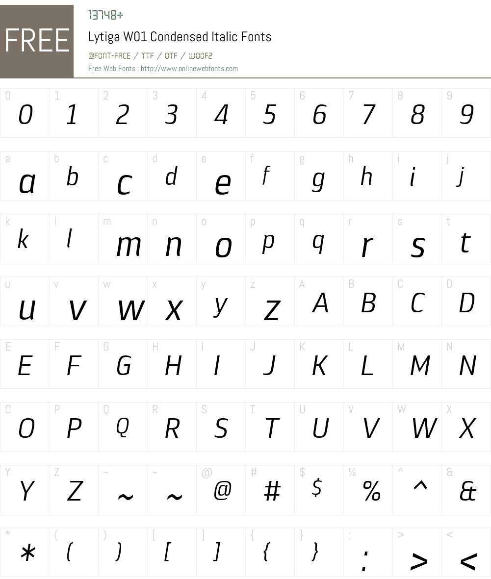 LytigaW01-CondensedItalic Font Screenshots