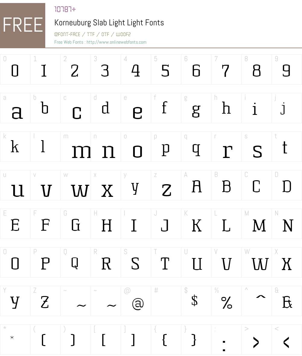 Korneuburg Slab Light Font Screenshots