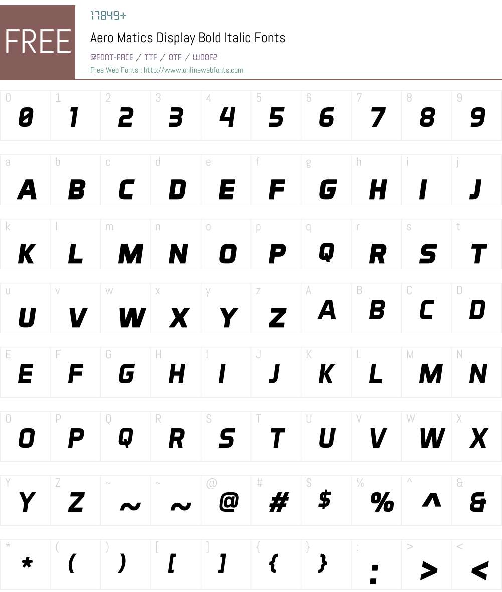 Aero Matics Display Font Screenshots