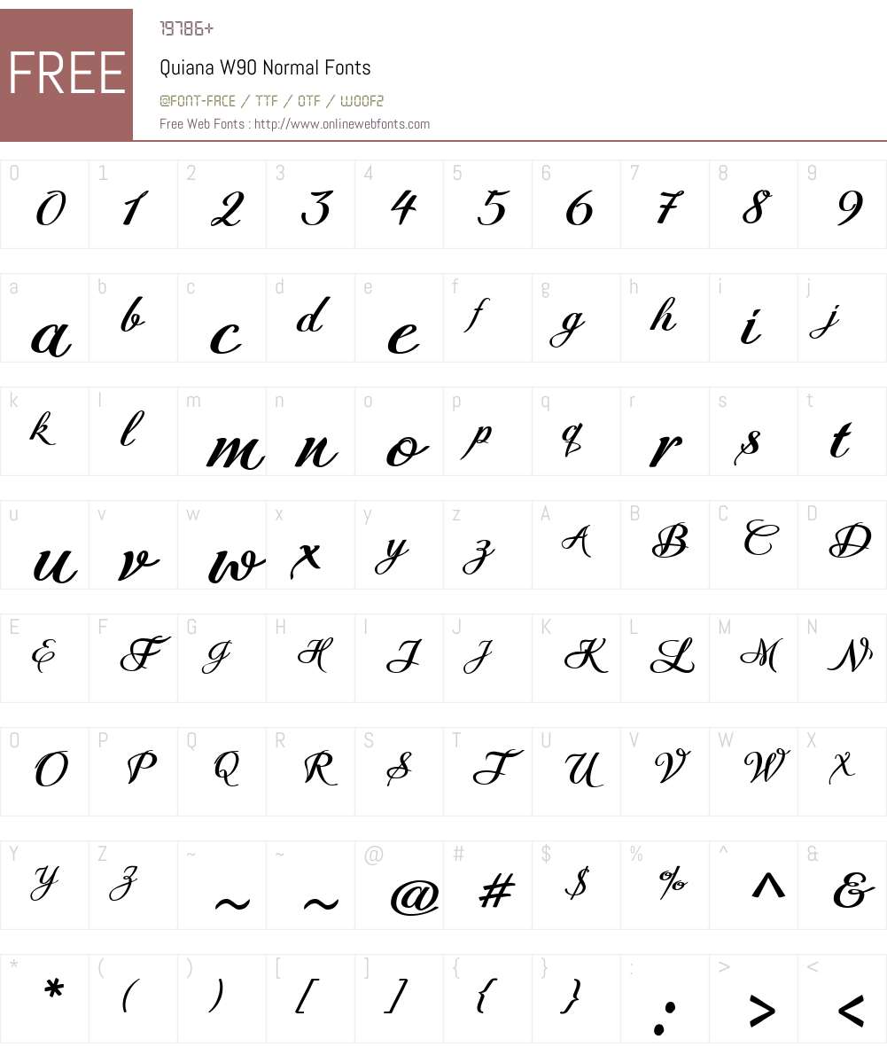 QuianaW90-Normal Font Screenshots
