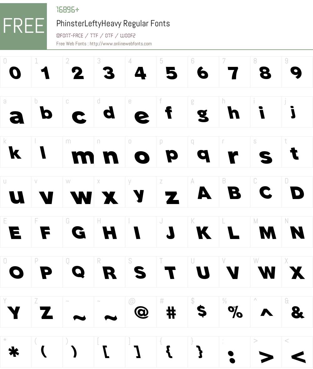 PhinsterLeftyHeavy Font Screenshots