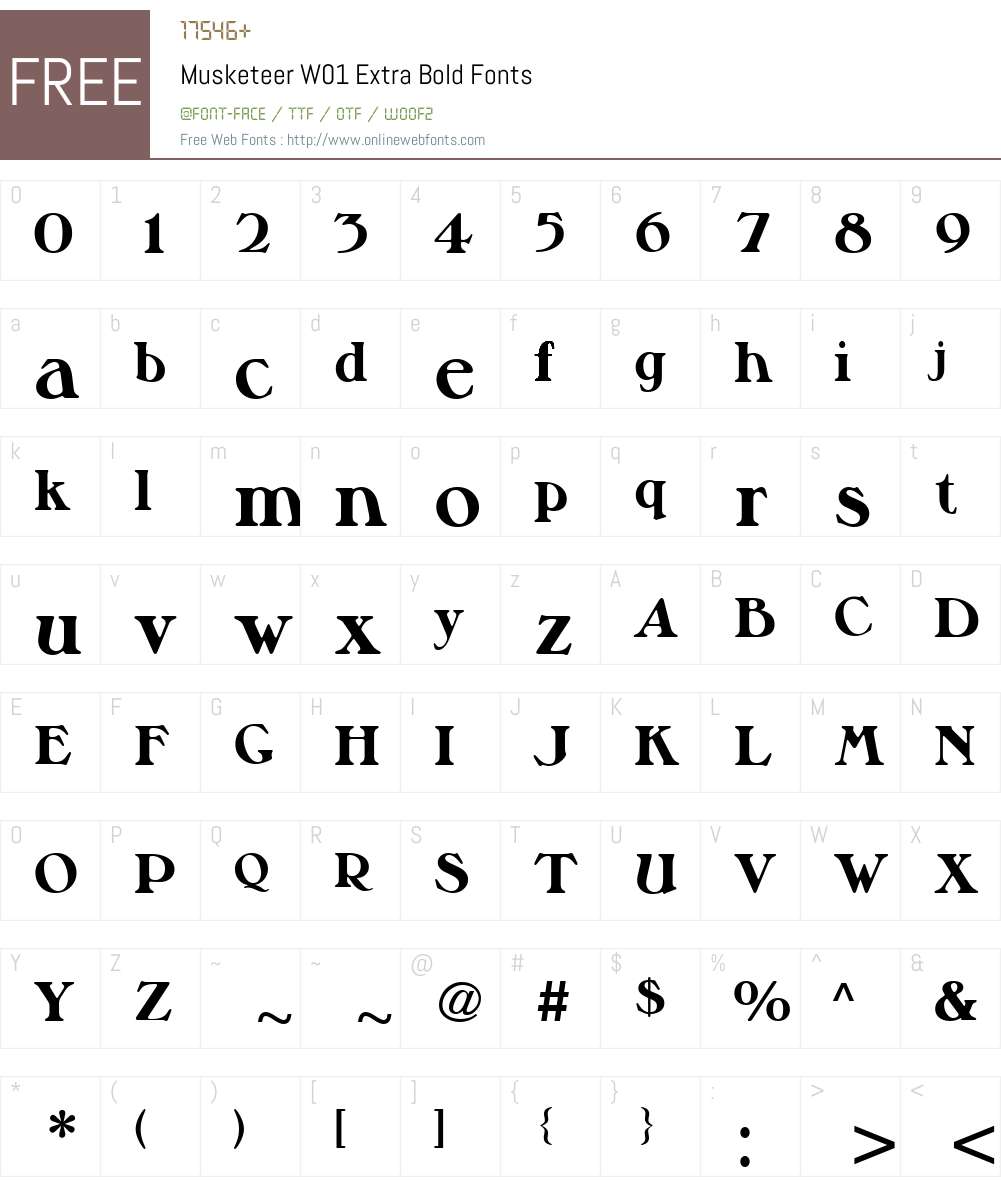 MusketeerW01-ExtraBold Font Screenshots