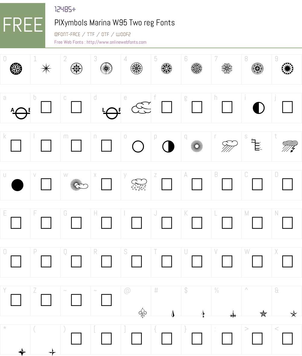 PIXymbolsMarinaW95-Tworeg Font Screenshots