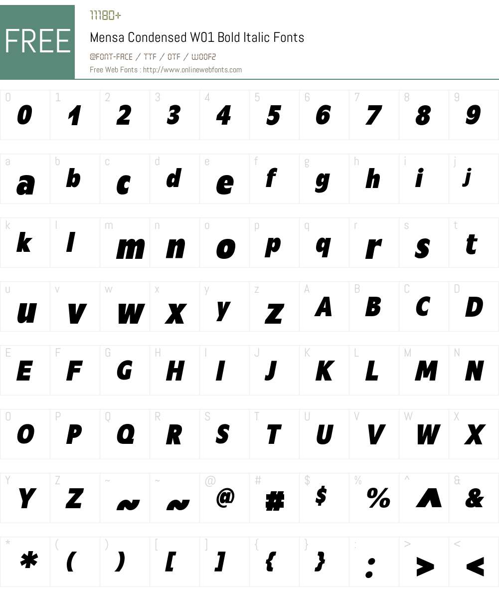 MensaCondensedW01-BoldIt Font Screenshots