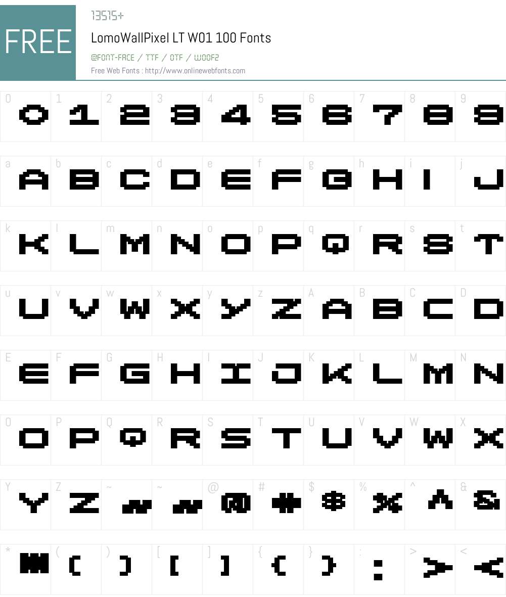 LomoWallPixelLTW01-100 Font Screenshots
