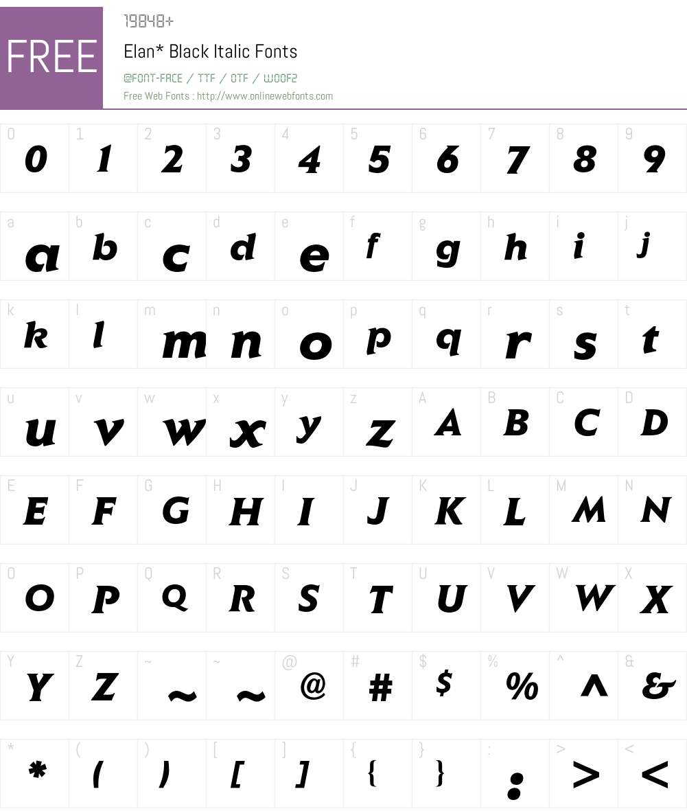 Elan BQ Font Screenshots