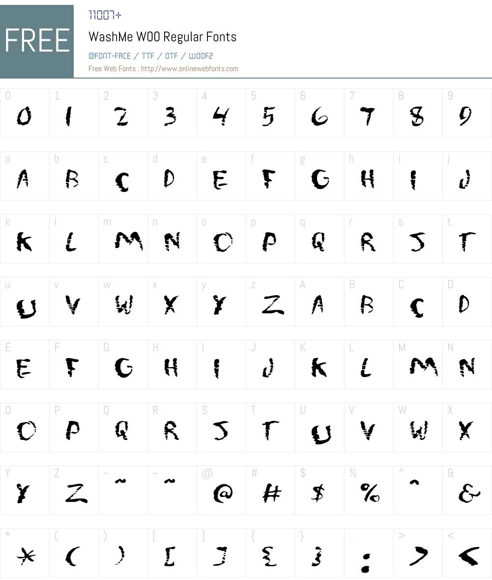 WashMeW00-Regular Font Screenshots