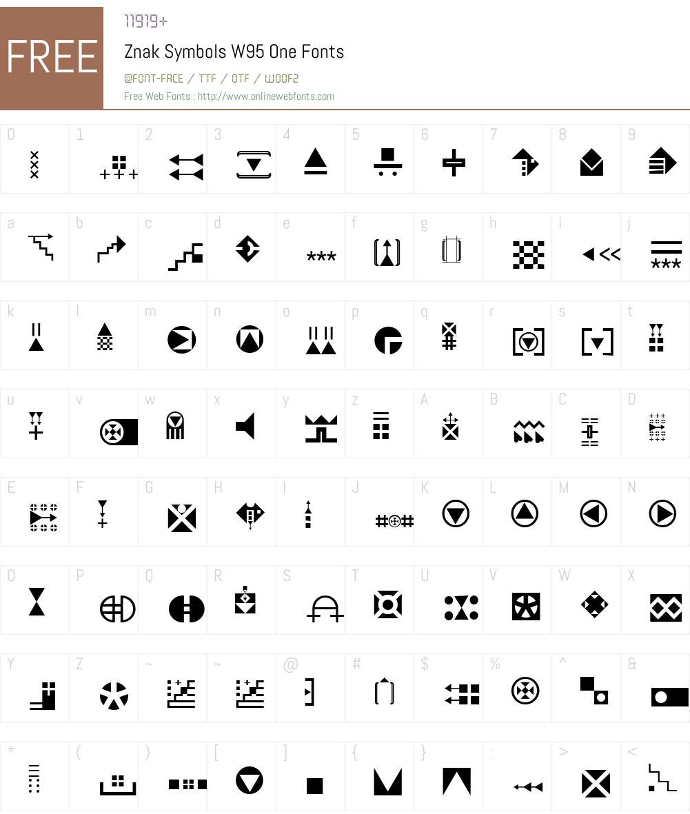 ZnakSymbolsW95-One Font Screenshots