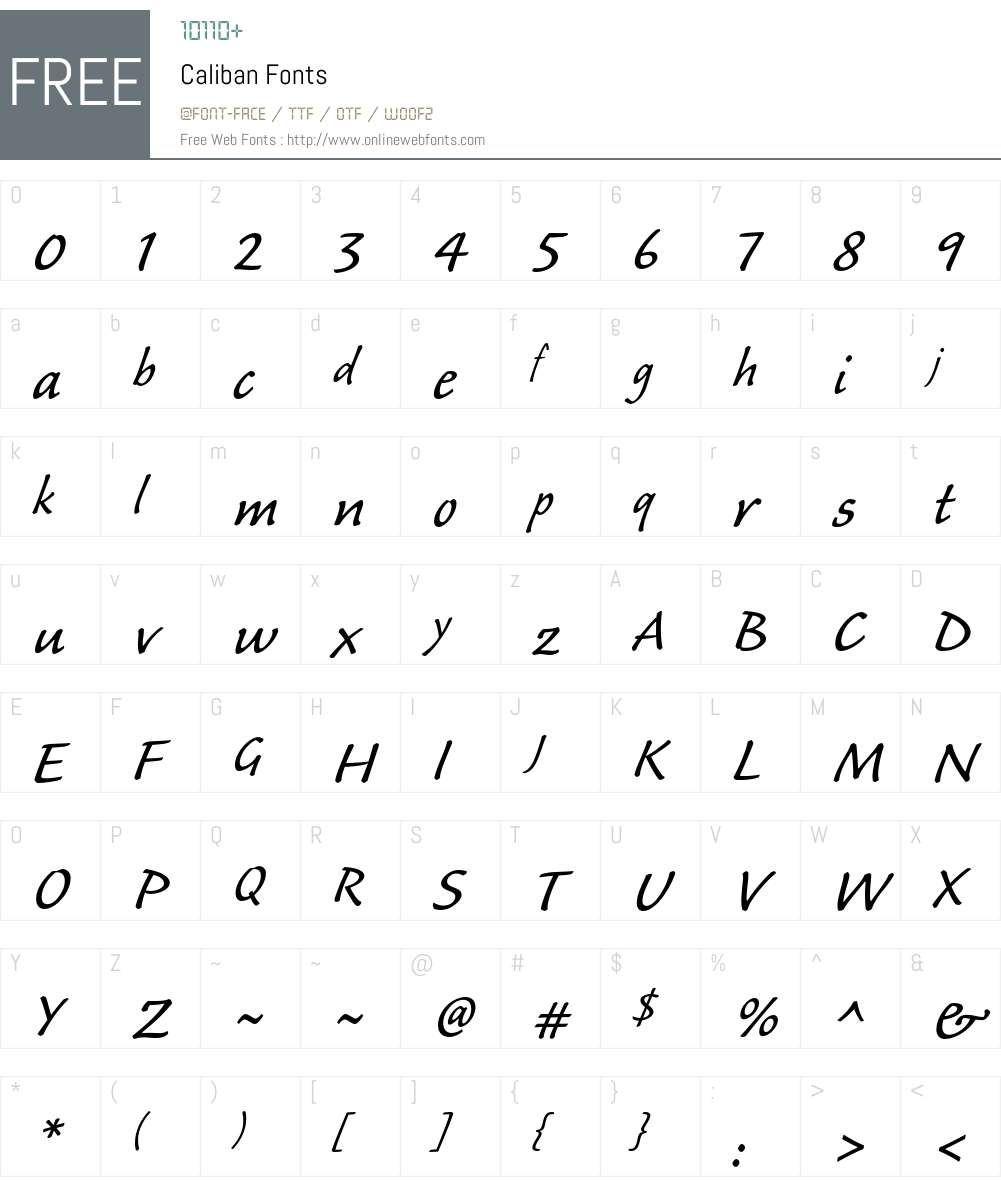 Caliban Font Screenshots
