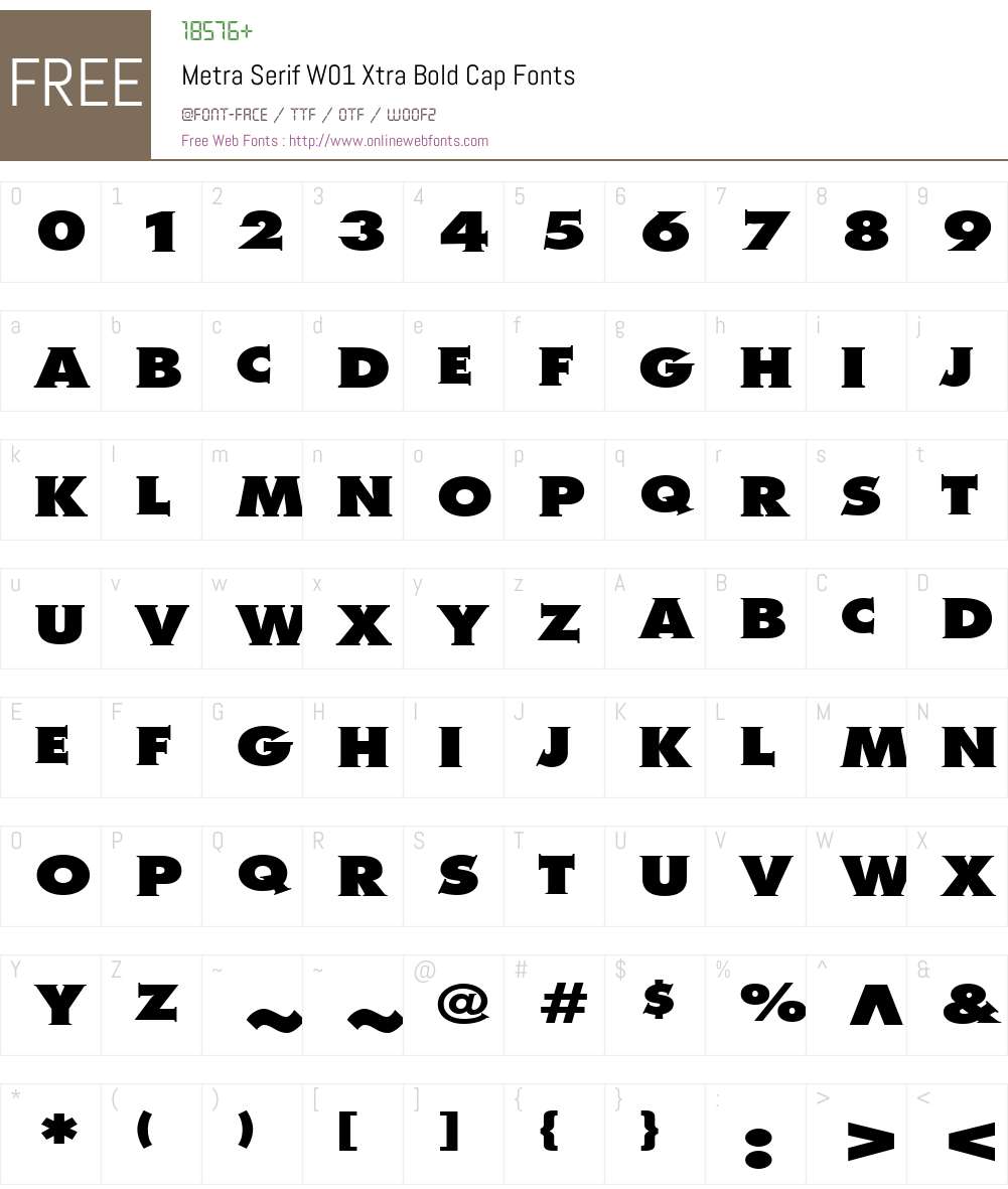 MetraSerifW01-XtraBoldCap Font Screenshots