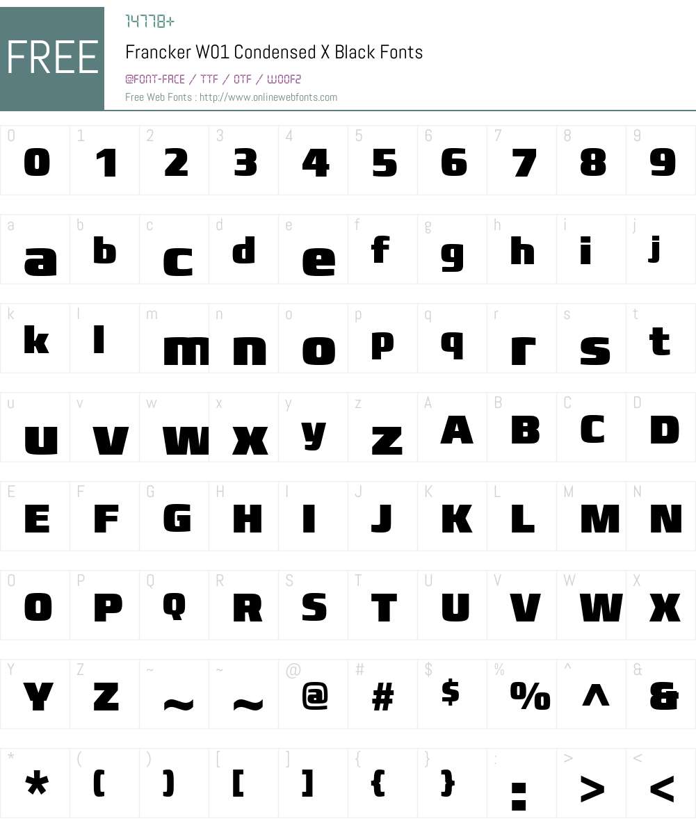 FranckerW01-CondensedXBlack Font Screenshots