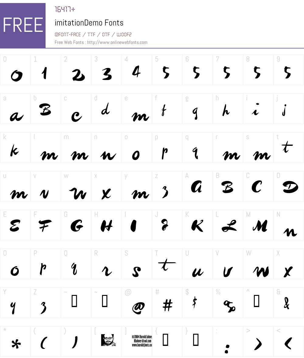 imitationDemo Font Screenshots