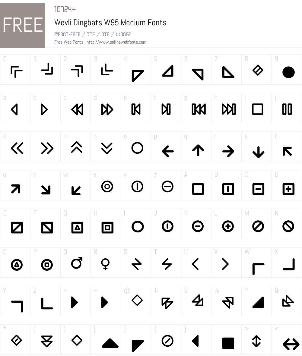 WevliDingbatsW95-Medium Font Screenshots