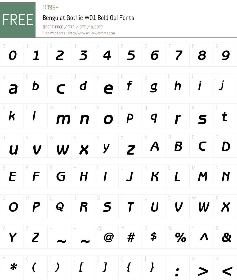 BenguiatGothicW01-BoldObl Font Screenshots