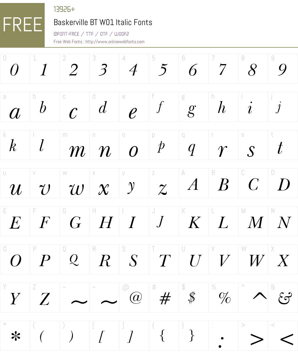 BaskervilleBTW01-Italic Font Screenshots