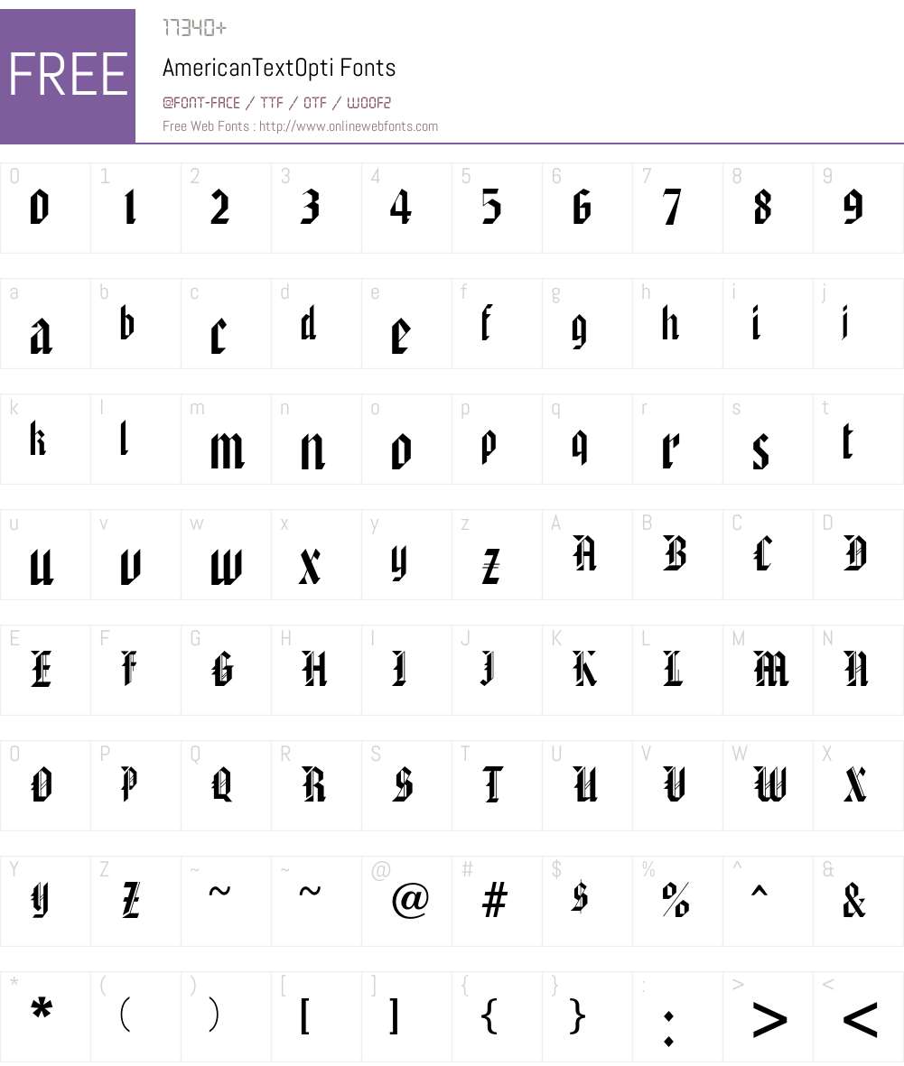 AmericanTextOpti Font Screenshots