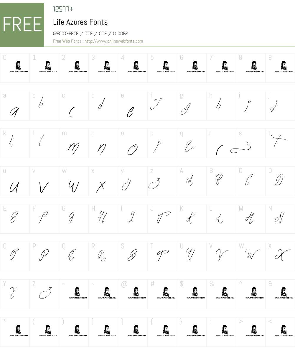 Life Azures Font Screenshots