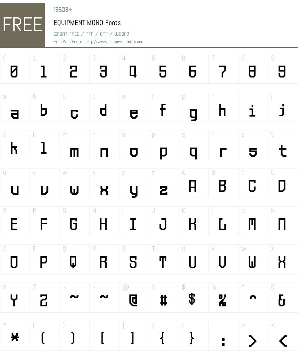 EQUIPMENT MONO Font Screenshots