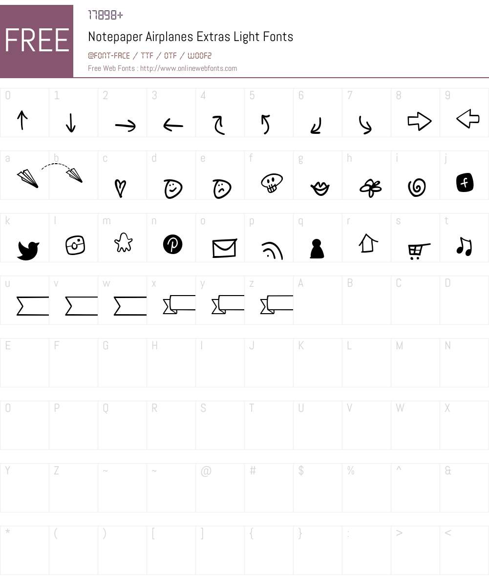 Notepaper Airplanes Extras Light Font Screenshots
