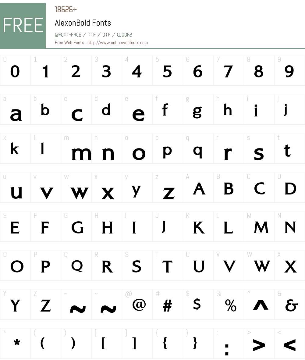 AlexonBold Font Screenshots