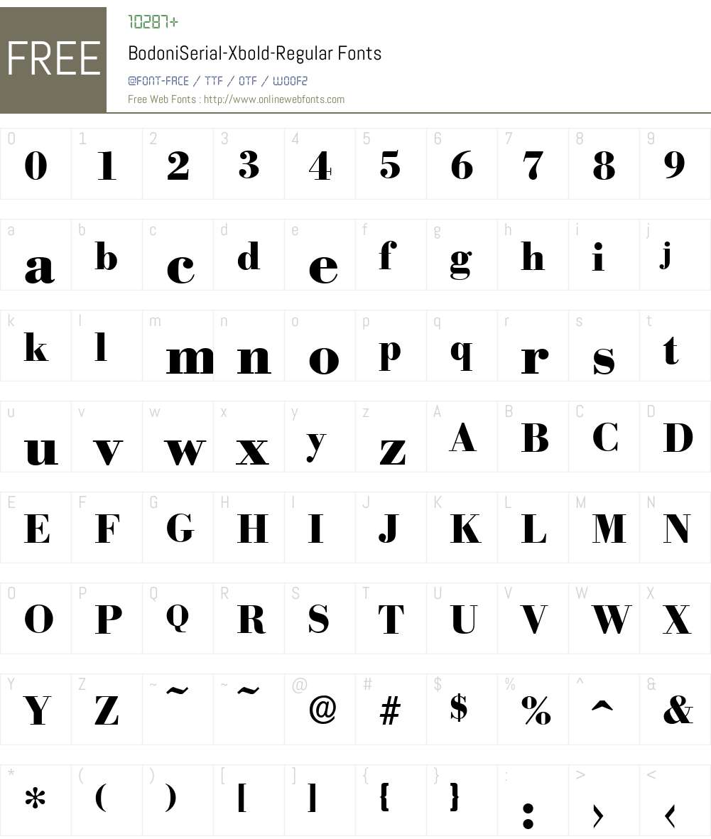 BodoniSerial-Xbold Font Screenshots