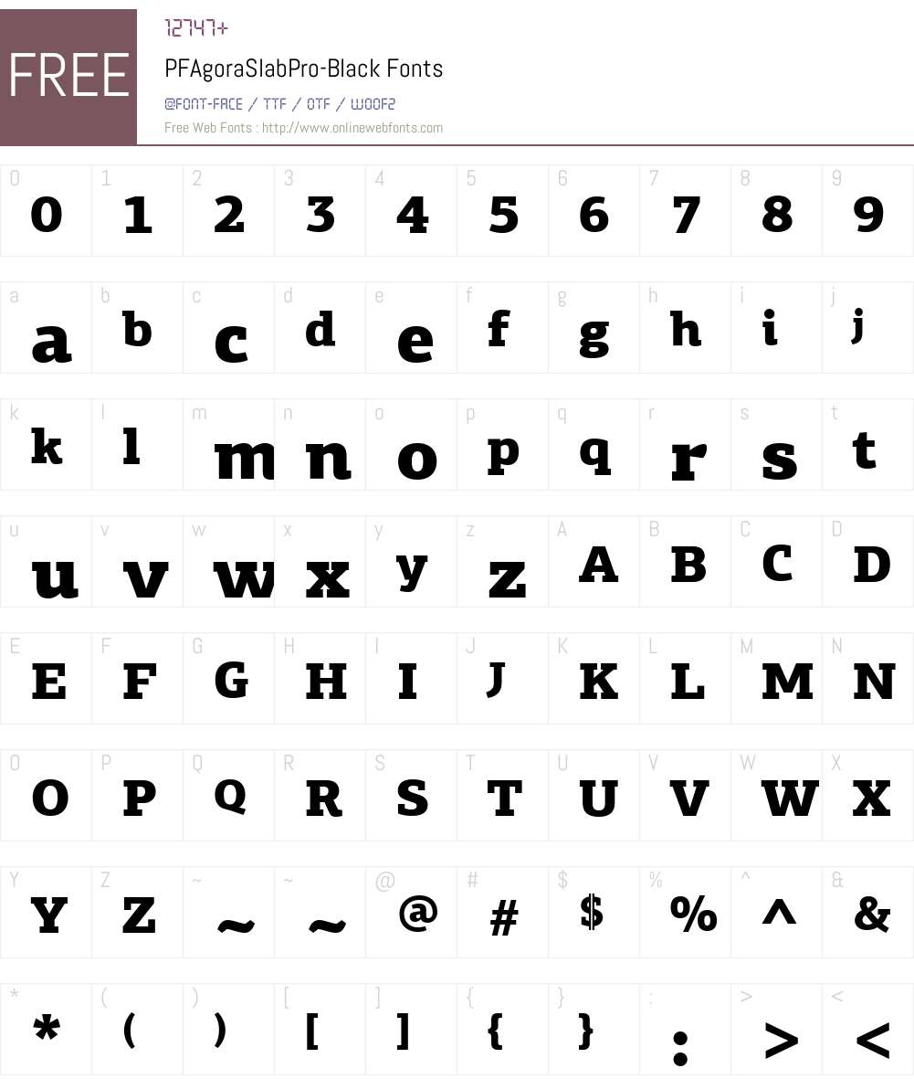PF Agora Slab Pro Black Font Screenshots
