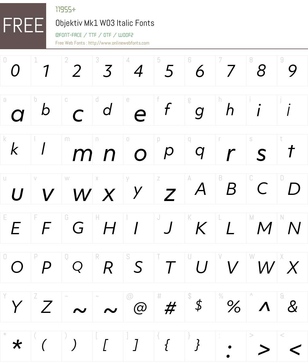ObjektivMk1W03-Italic Font Screenshots