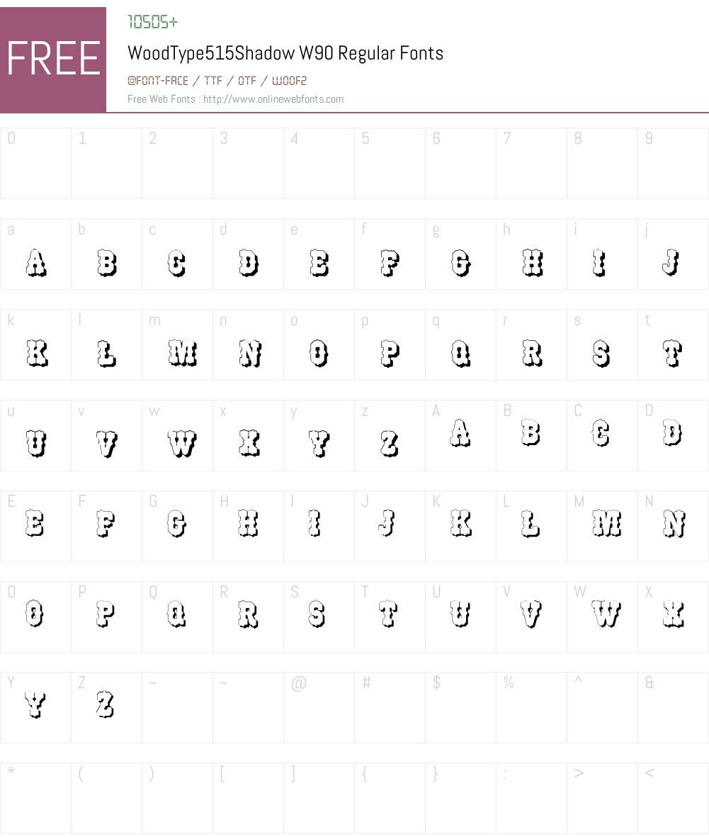 WoodType515ShadowW90-Rg Font Screenshots