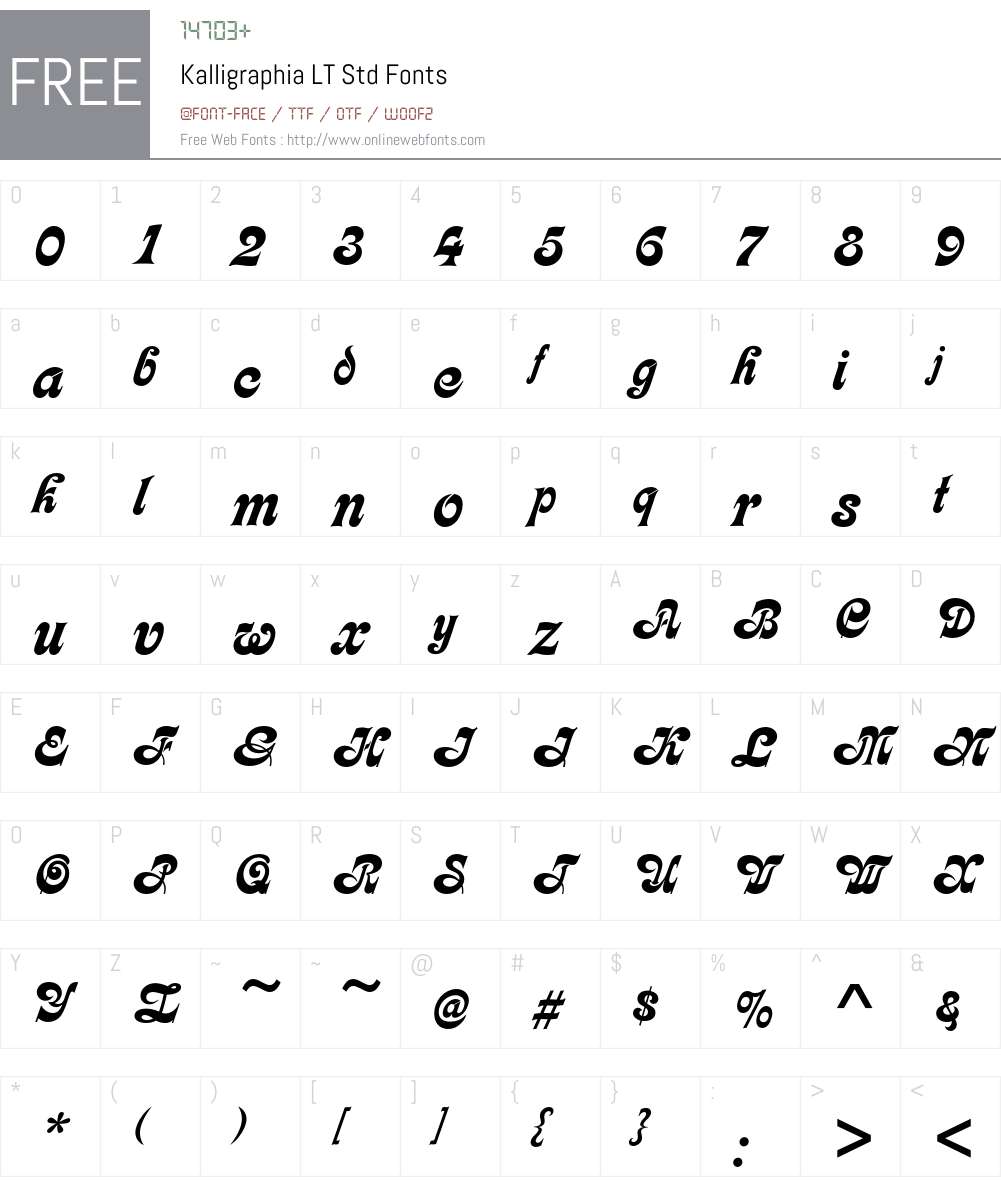 Kalligraphia LT Std Font Screenshots