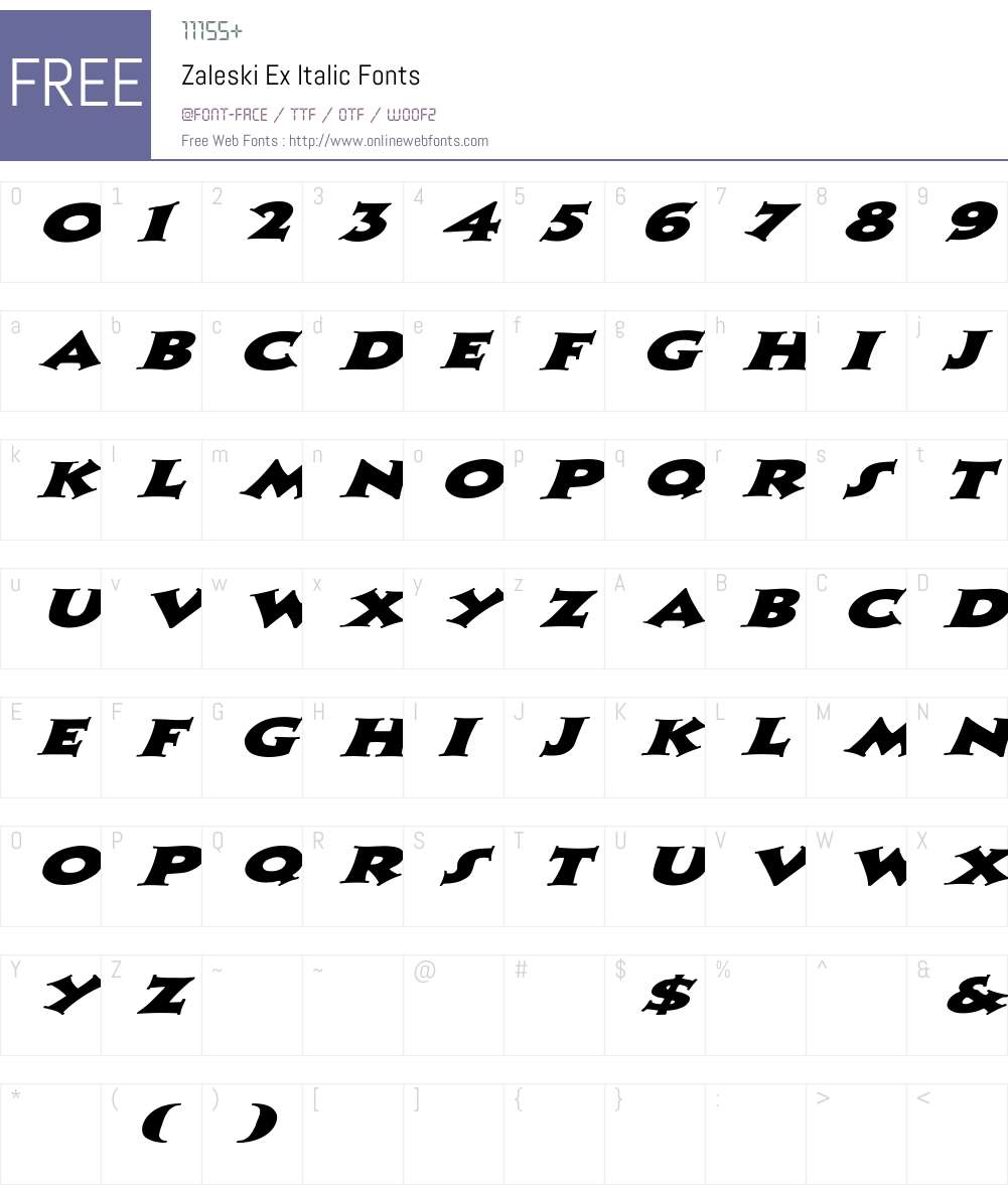 Zaleski Ex italic Font Screenshots