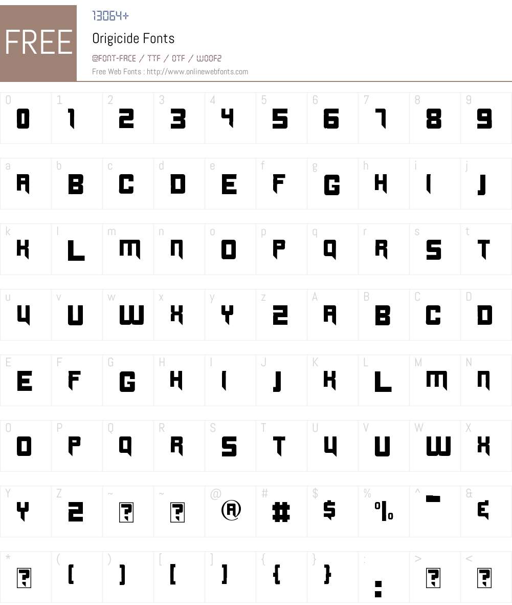 Origicide Font Screenshots