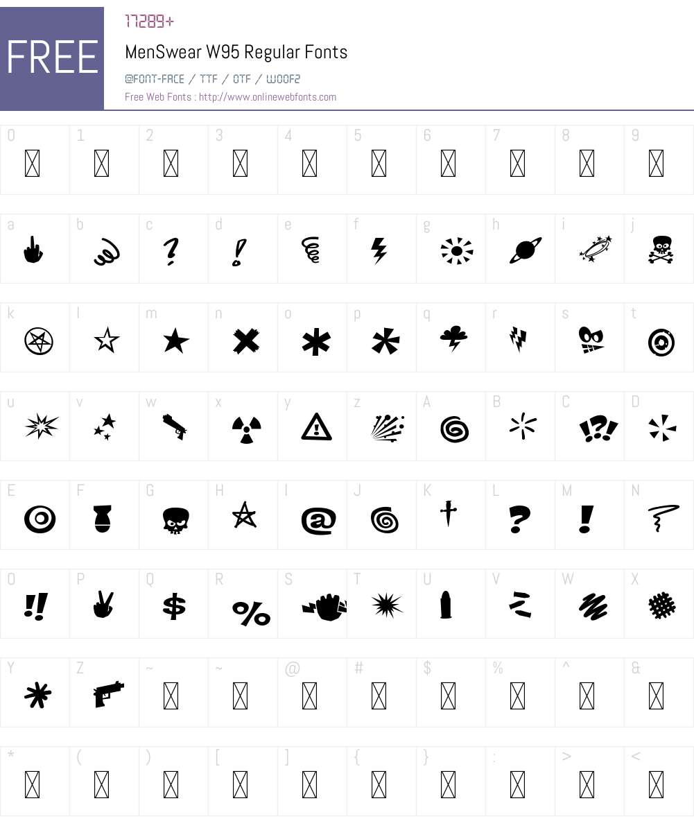 MenSwearW95-Regular Font Screenshots
