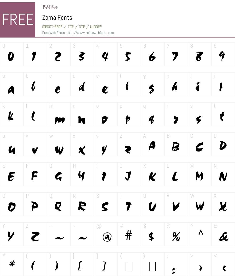 Zama Font Screenshots