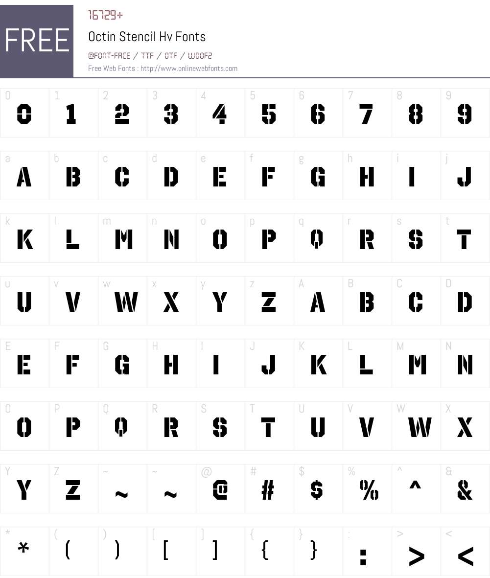 Octin Stencil Font Screenshots
