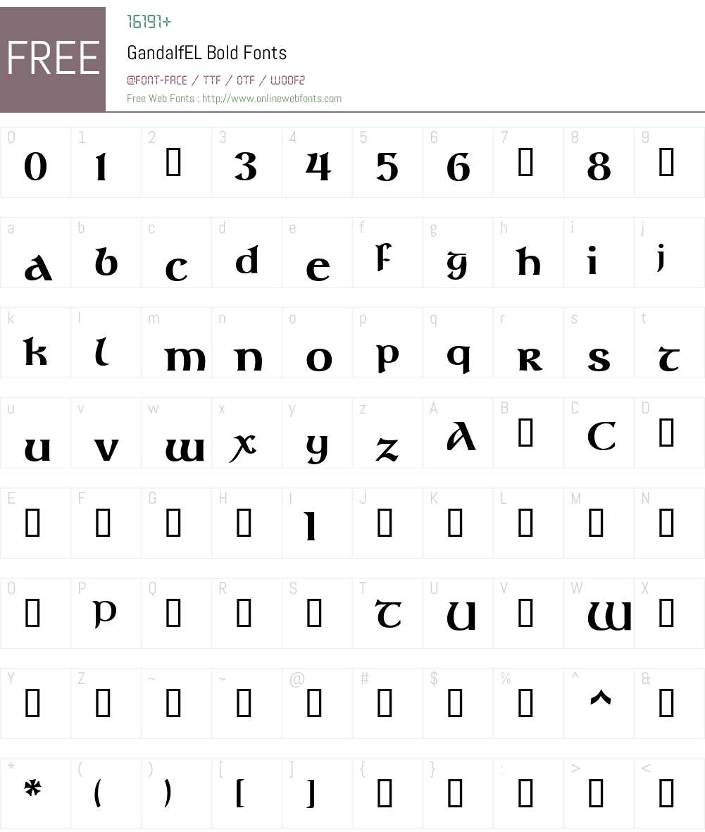 GandalfEL-Bold Font Screenshots