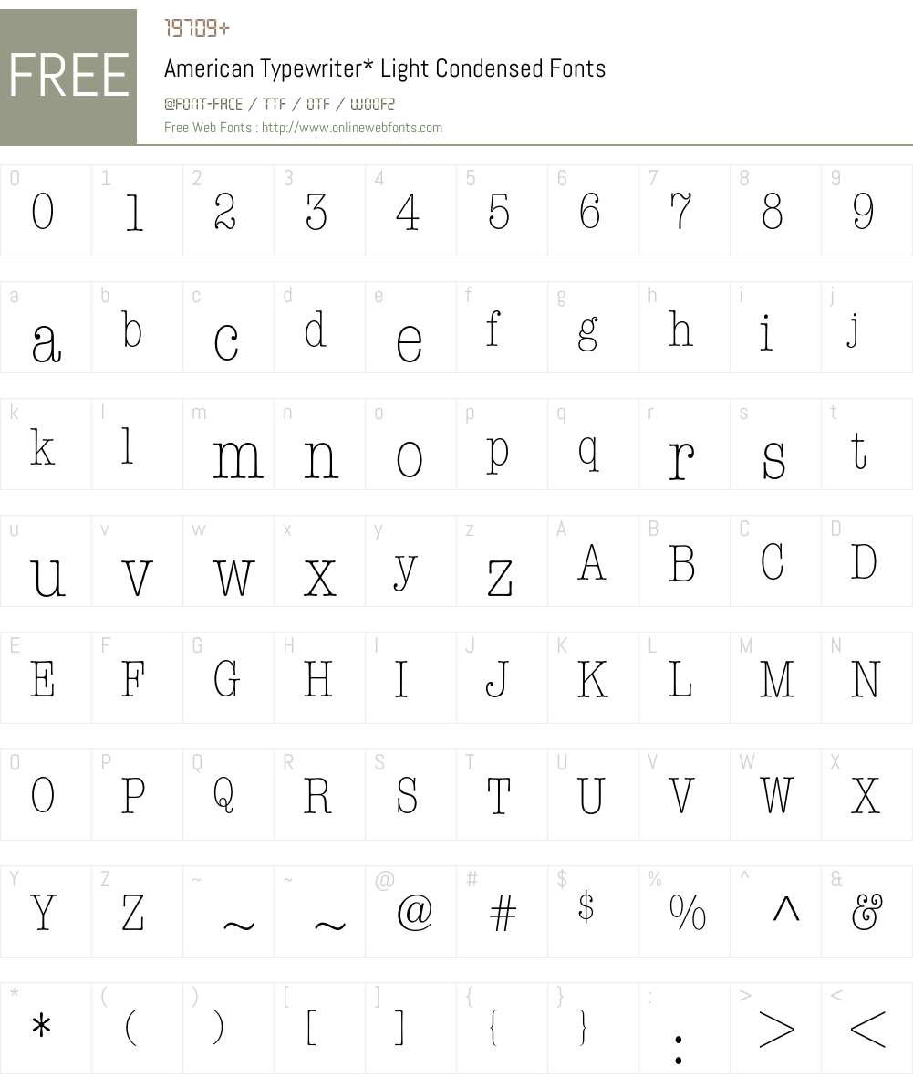 AmericanTypewriterCondensedBQ Font Screenshots