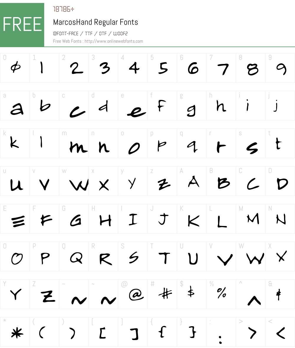 MarcosHand Font Screenshots