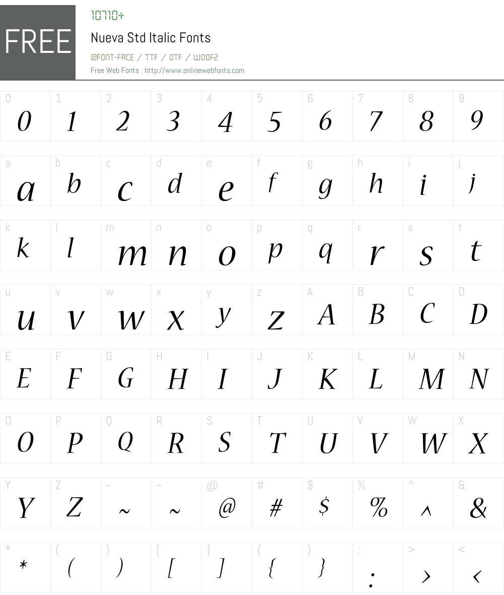 Nueva Std Font Screenshots