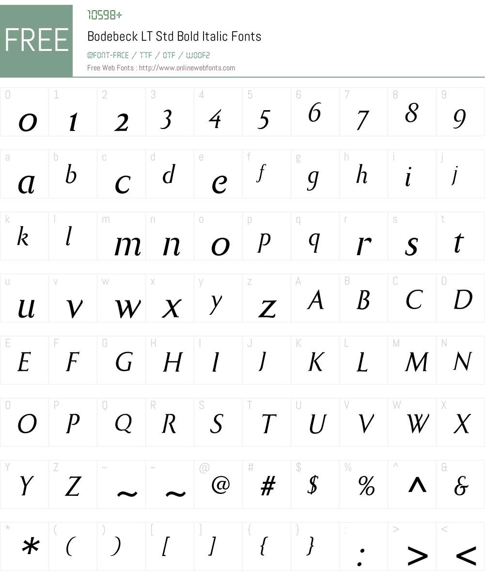 Bodebeck LT Std Font Screenshots