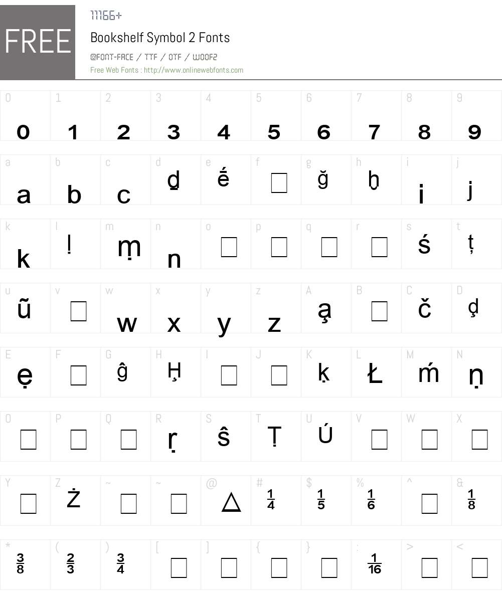 Bookshelf Symbol 2 Font Screenshots