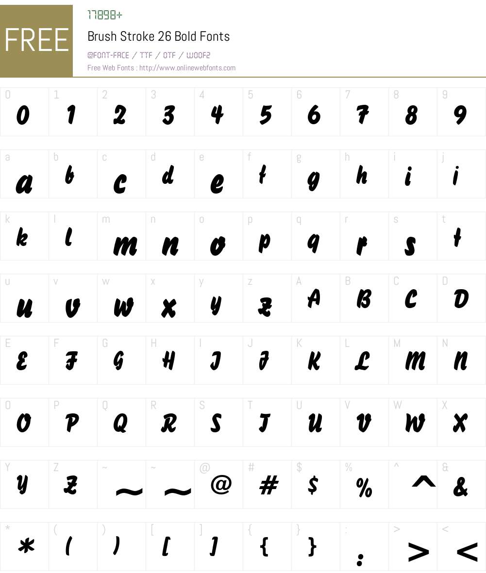 Brush Stroke 26 Font Screenshots
