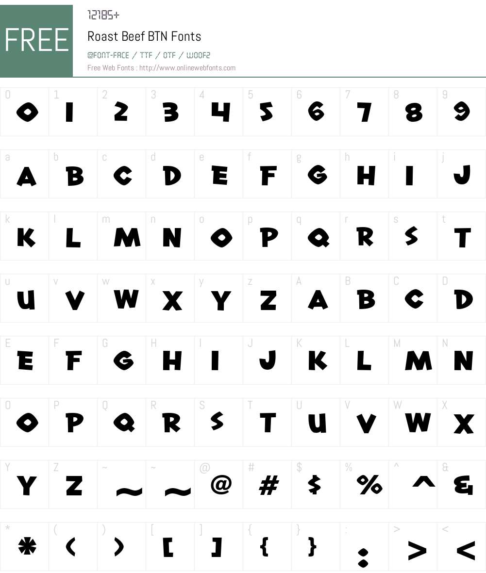 Roast Beef BTN Font Screenshots