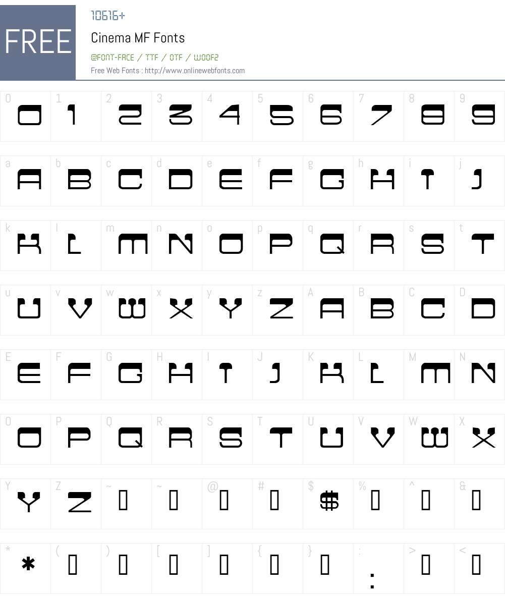 Cinema MF Font Screenshots
