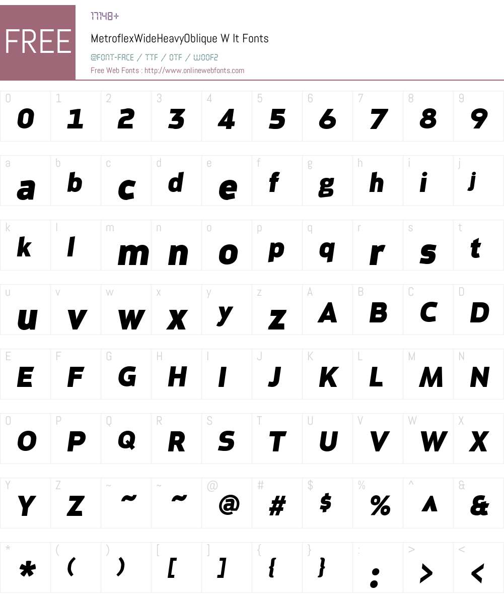 MetroflexWideHeavyObliqueW-It Font Screenshots