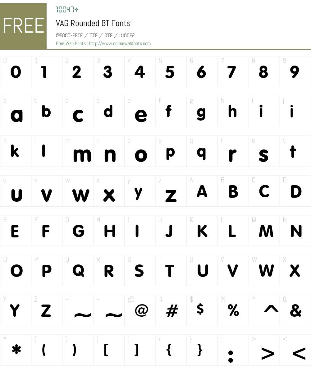 VAGRounded BT Font Screenshots
