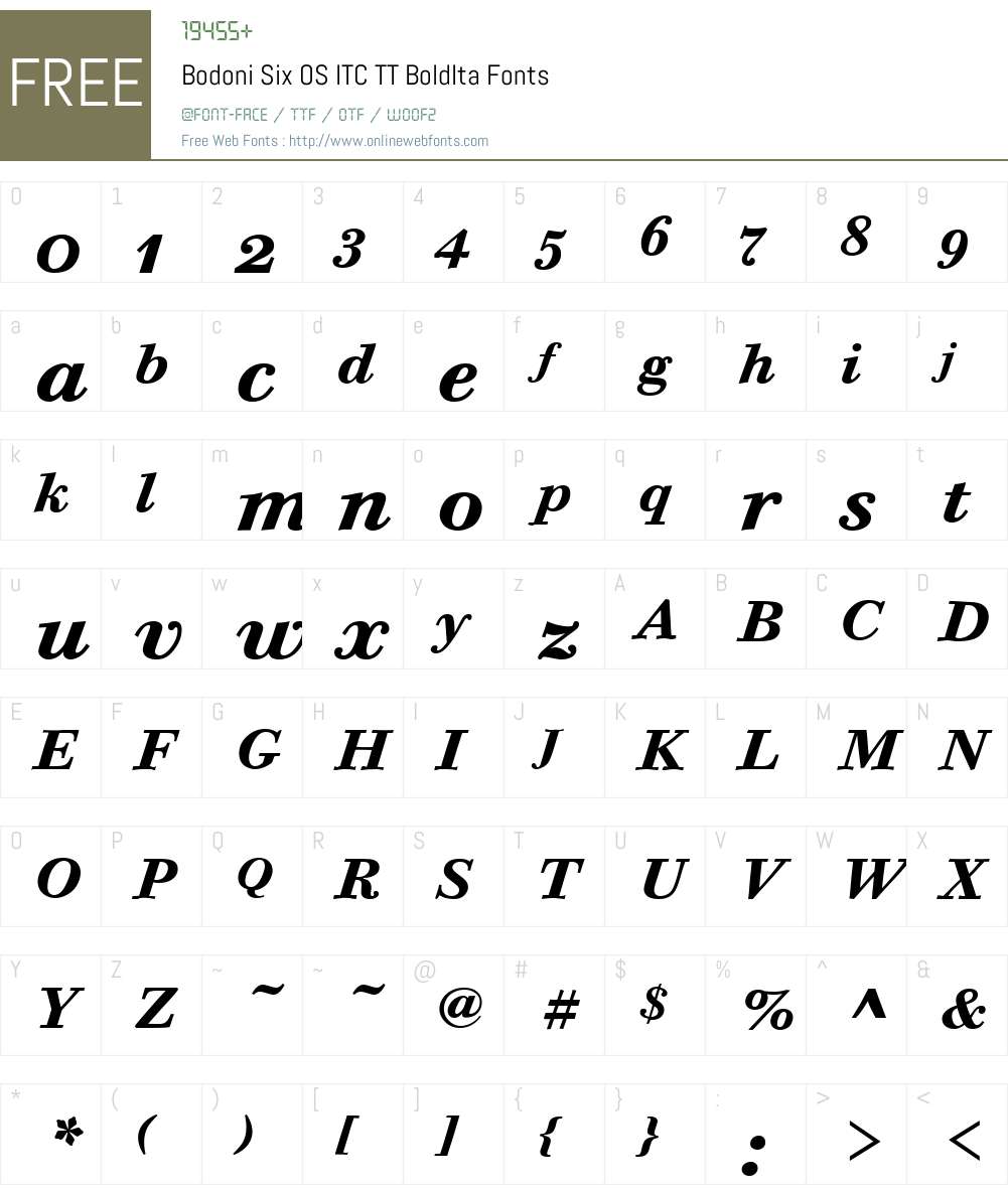 Bodoni Six OS ITC TT Font Screenshots